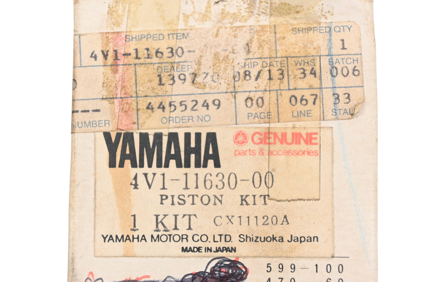 New OEM Yamaha 4V1-11630-00-00 Piston Kit NOS