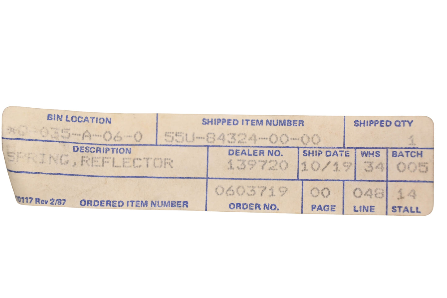 New OEM Yamaha 55U-84324-00-00 Reflector Spring NOS