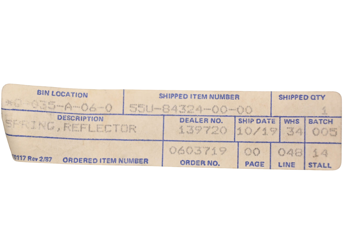 New OEM Yamaha 55U-84324-00-00 Reflector Spring NOS