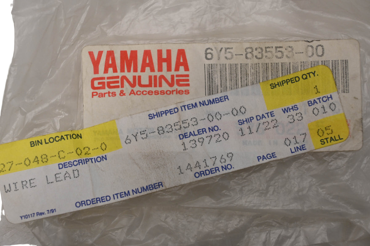 New OEM Yamaha 6Y5-83553-00-00 Wire Harness Assembly NOS