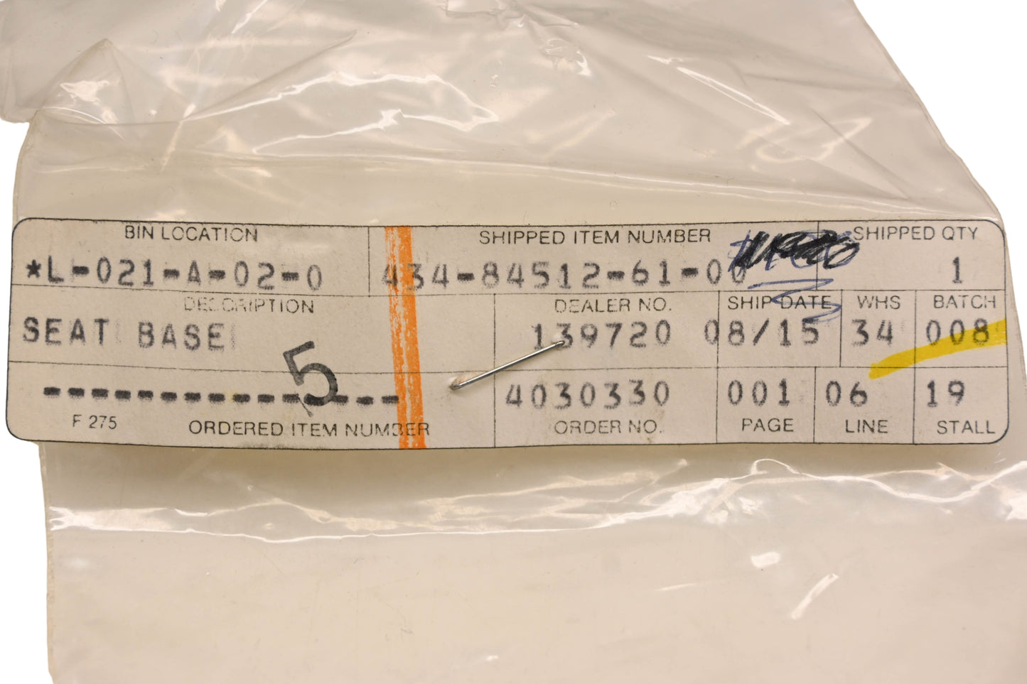 New OEM Yamaha 434-84512-61-00 Taillight Base Seat NOS
