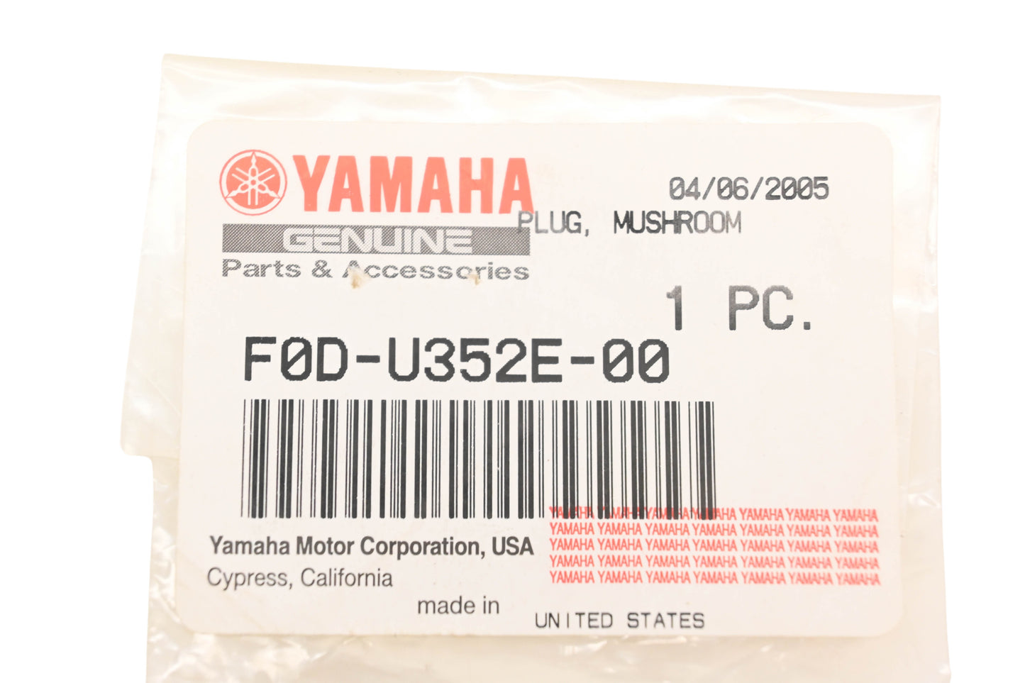 New OEM Yamaha F0D-U352E-00-00 Black Mushroom Plug NOS
