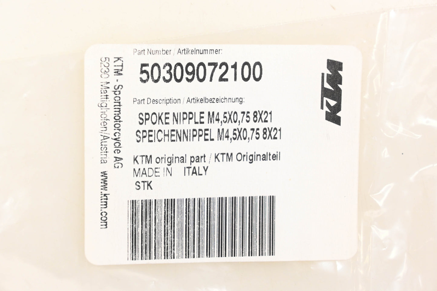New OEM KTM 50309072100 Spoke Nipple NOS