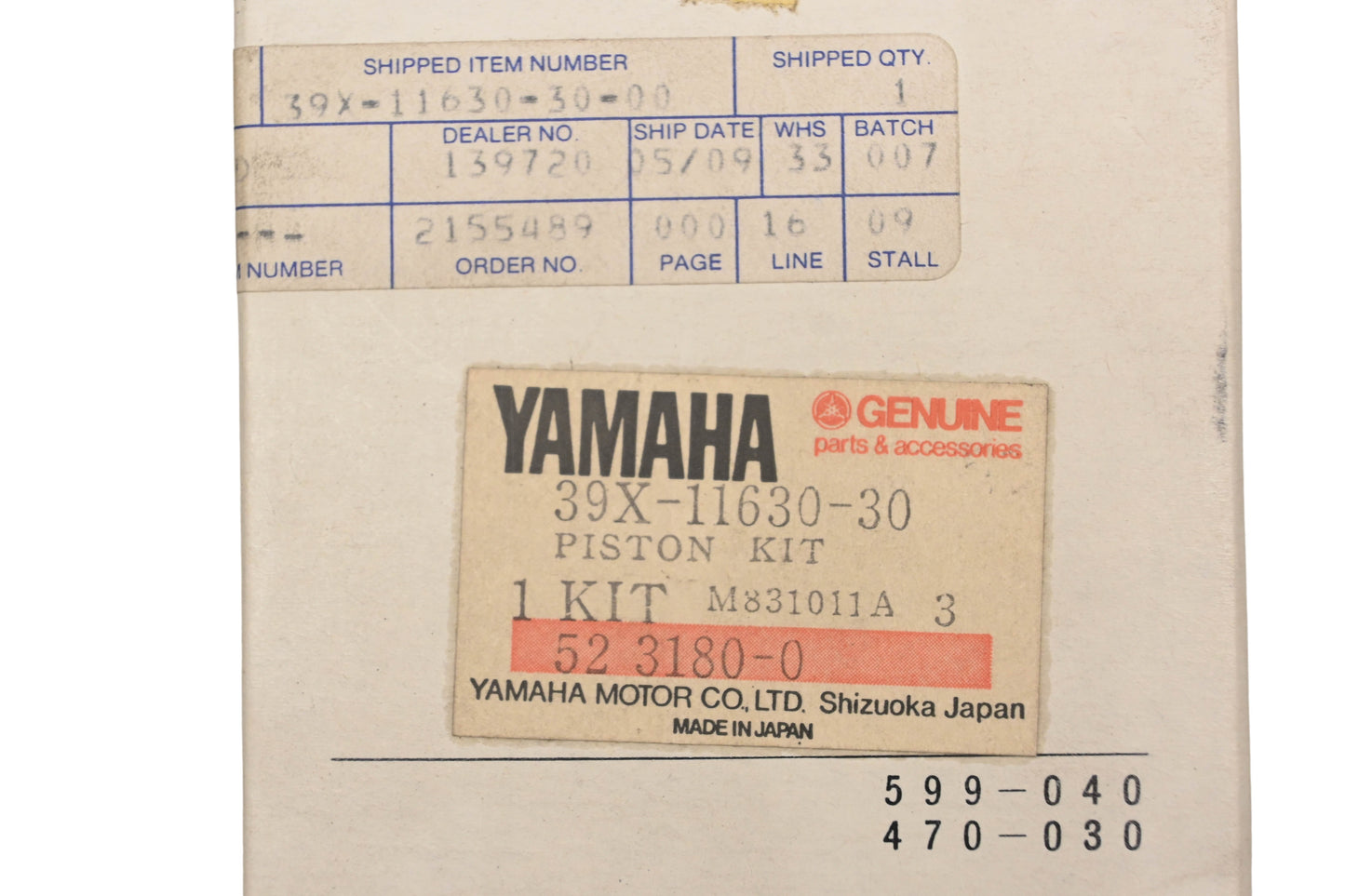 New OEM Yamaha 39X-11630-30-00 Piston Kit NOS