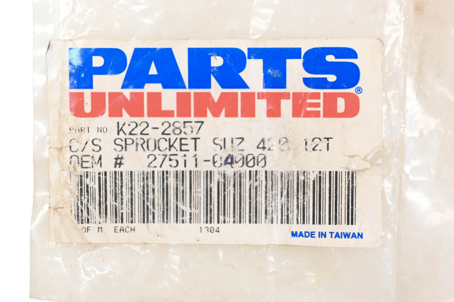 Parts Unlimited K22-2857, 27511-04000 Front Sprocket 12T NOS
