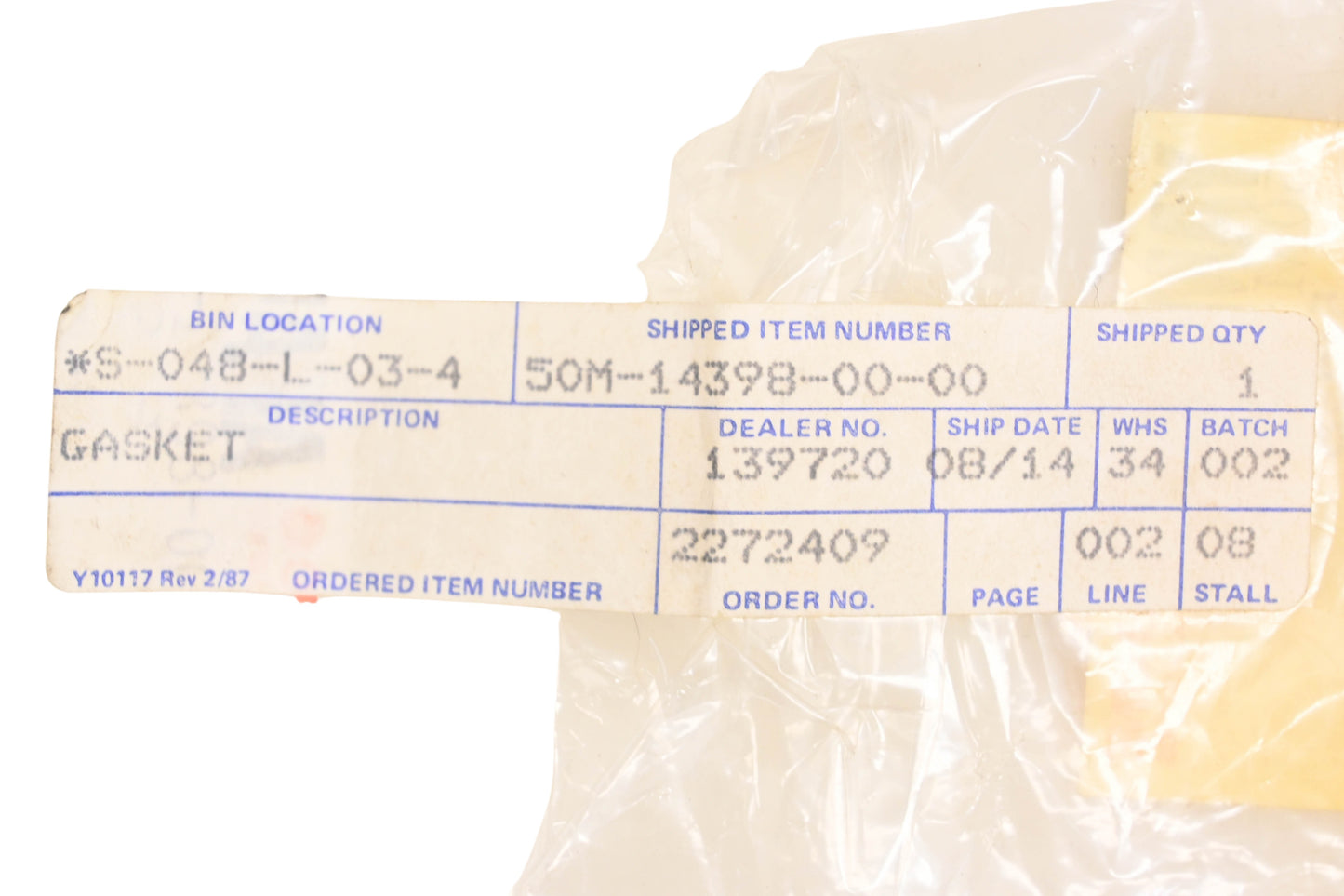 New OEM Yamaha 50M-14398-00-00 Gasket NOS