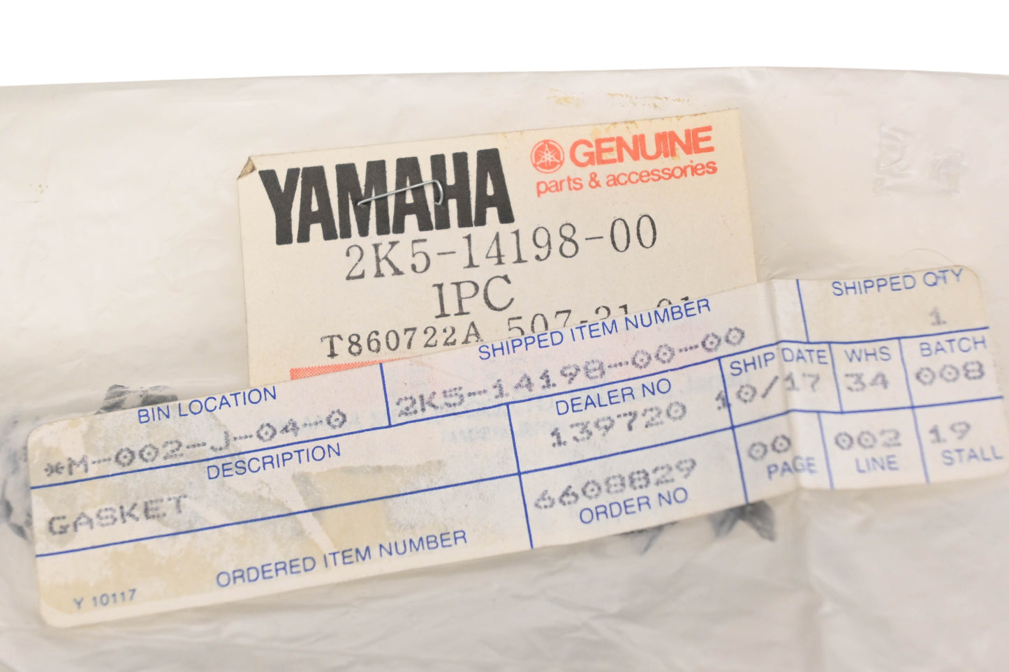New OEM Yamaha 2K5-14198-00-00 Gasket NOS