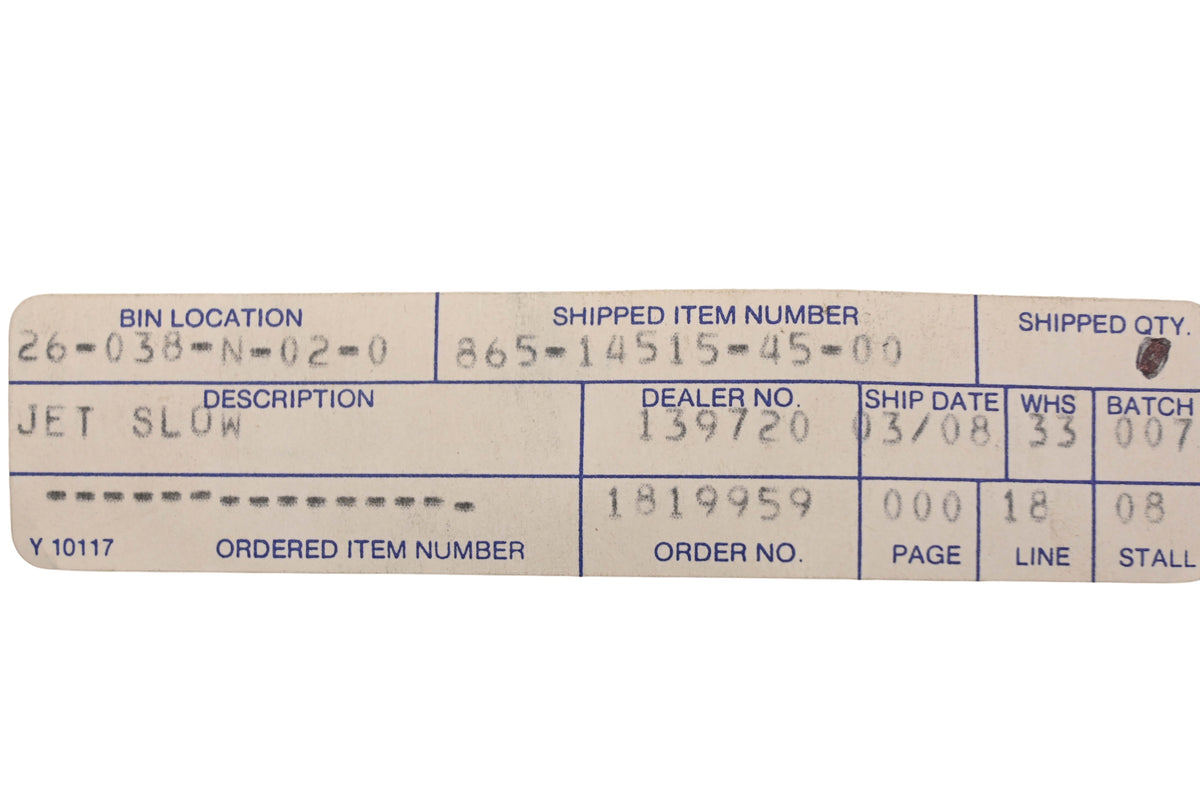 New OEM Yamaha 865-14515-45-00 Slow Jet #45 NOS