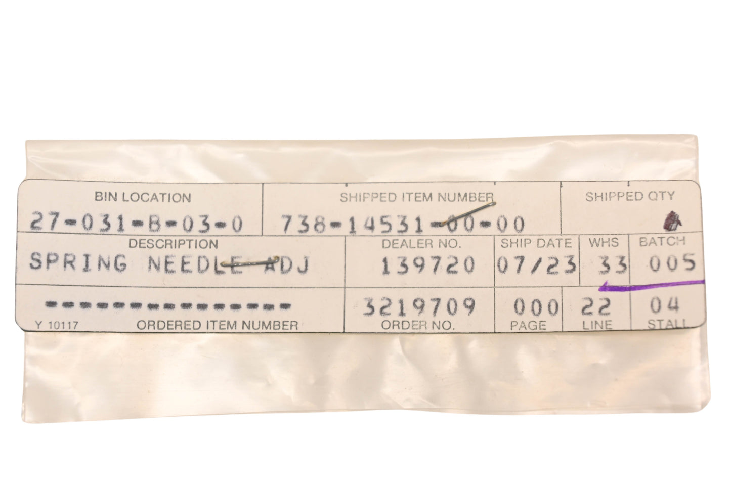 New OEM Yamaha 738-14531-00-00 Carburetor Adjusting Needle Spring NOS