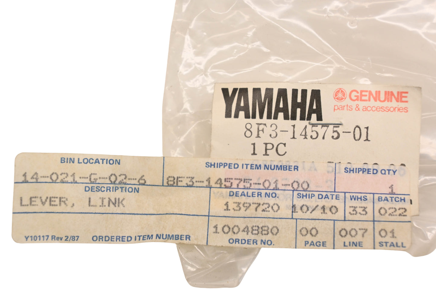 New OEM Yamaha 8F3-14575-01-00 Carburetor Link Lever NOS