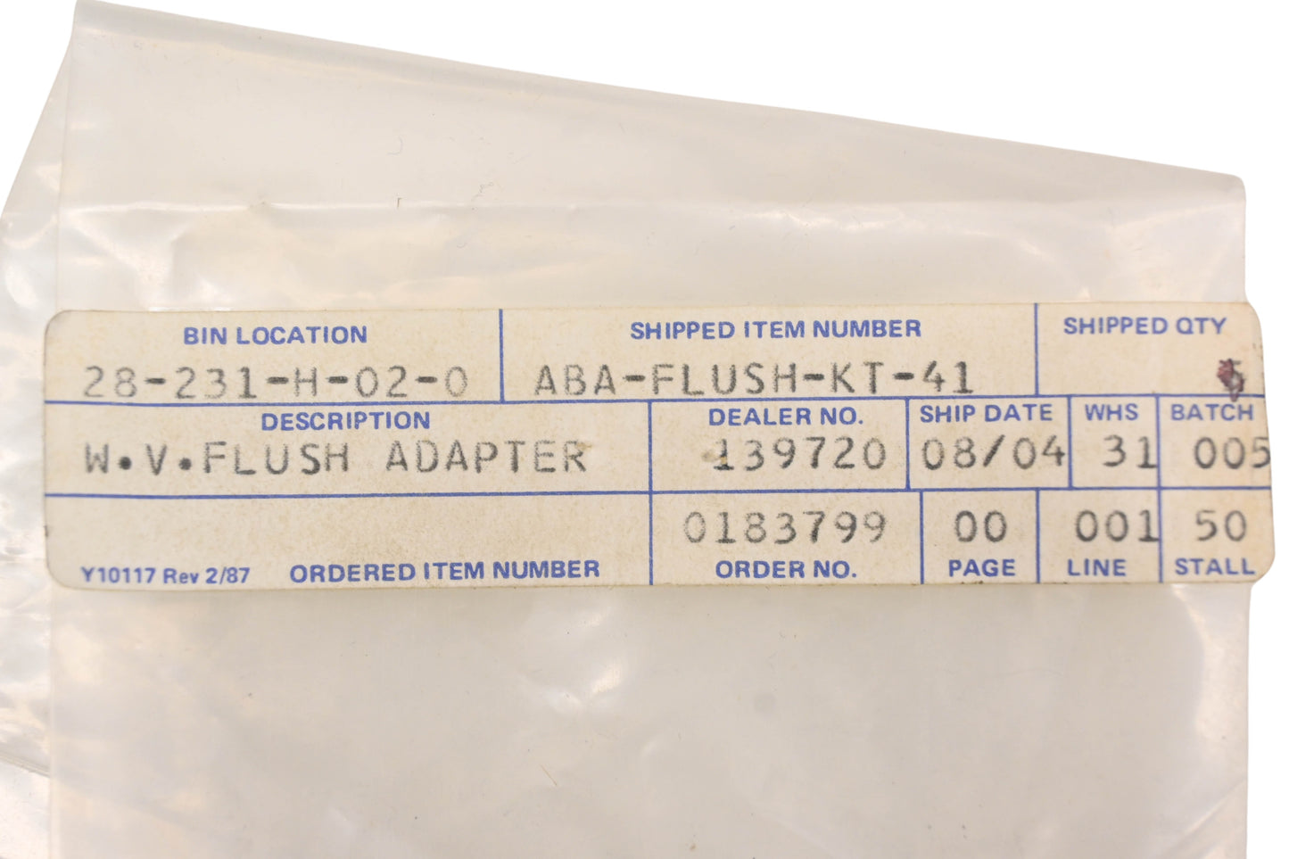 New OEM Yamaha ABA-FLUSH-KT-41 Flush Fitting Adapter NOS