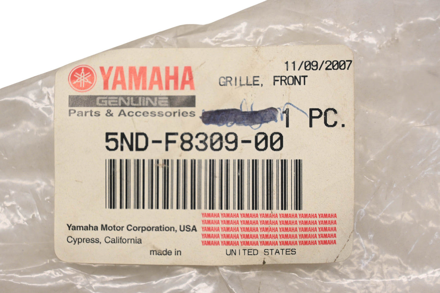 New OEM Yamaha 5ND-F8309-00-00 Black Front Grill Bumper Panel NOS