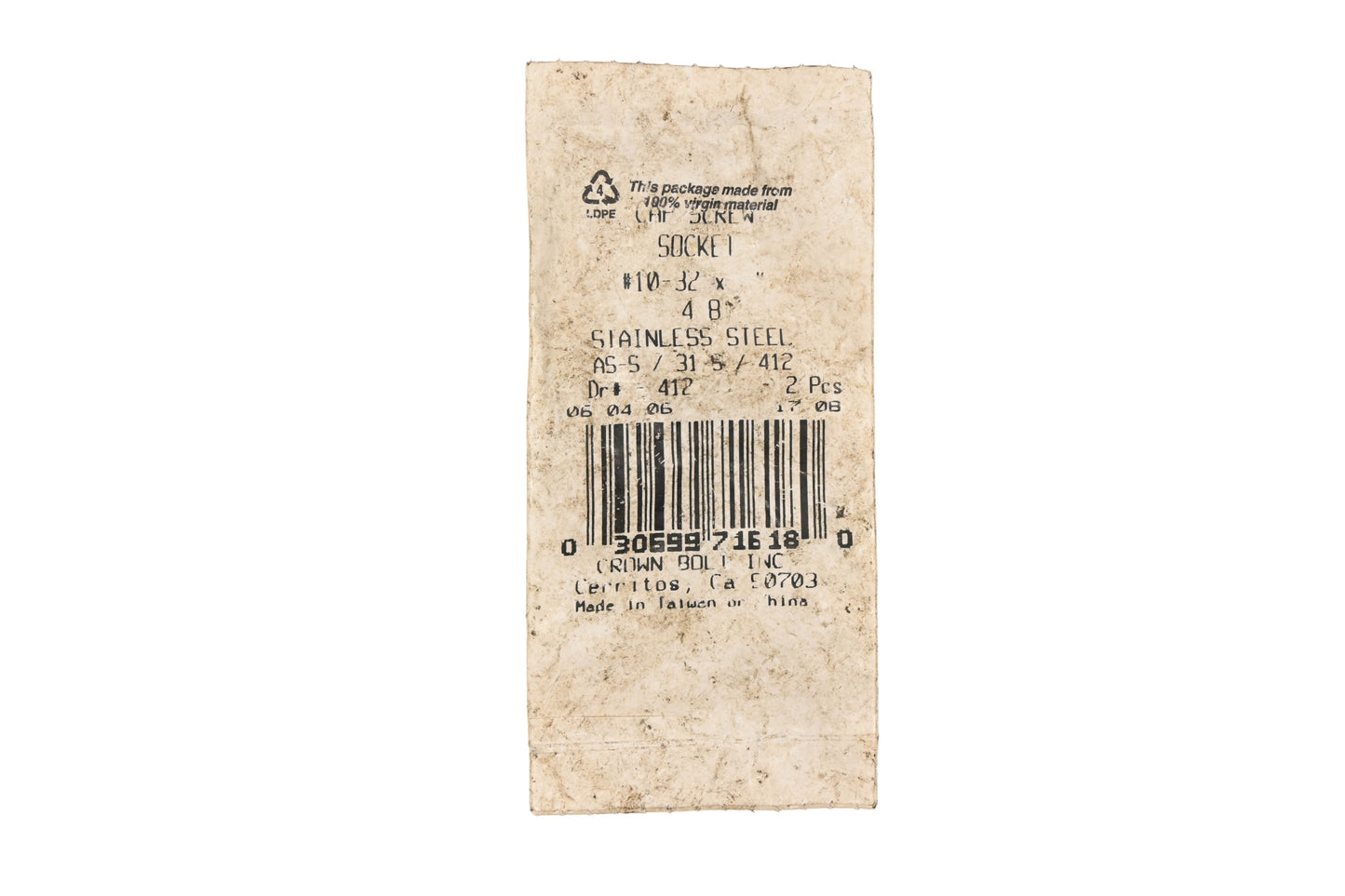 Crown Bolt 412 #10-32x25mm Cap Screws Qty 2 NOS