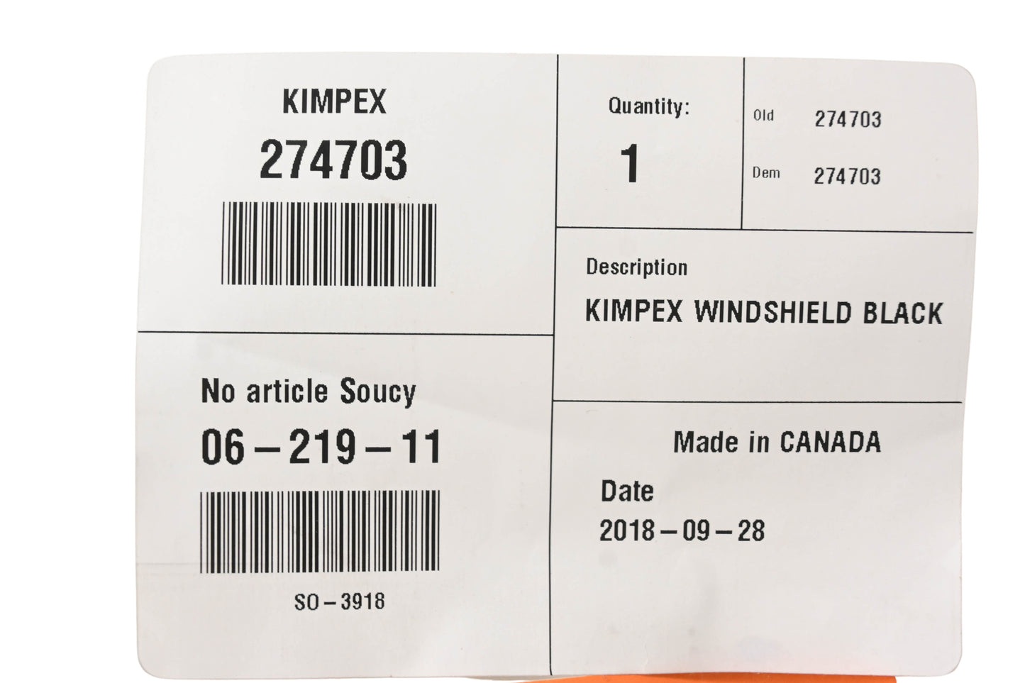Kimpex 274703 Black Windshield Kit NOS