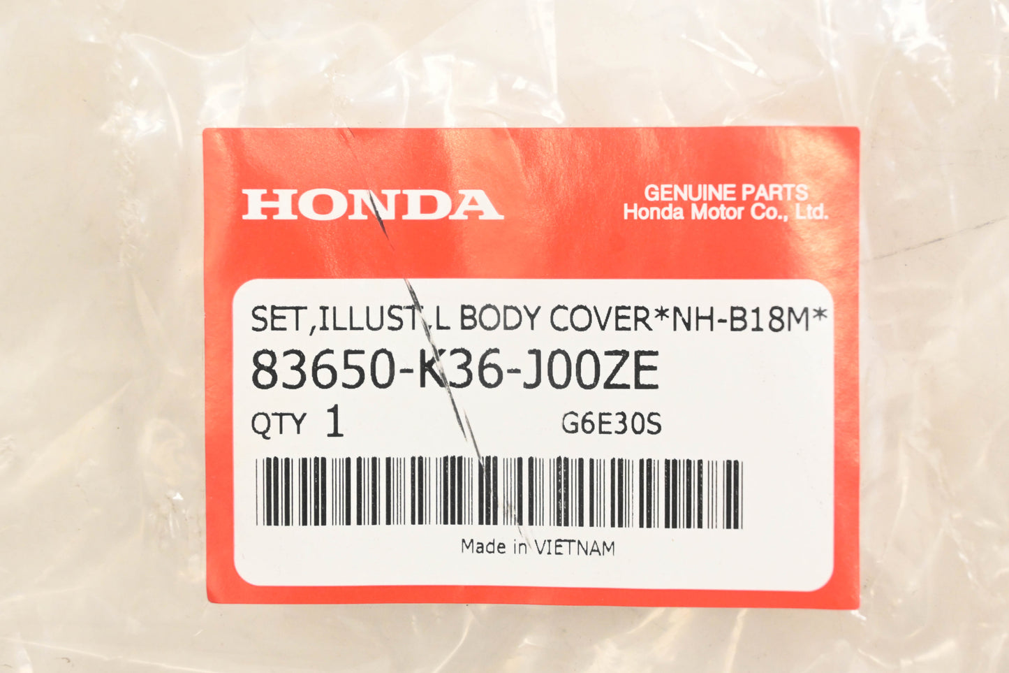 New OEM Honda 83650-K36-J00ZE Grey PCX 1500 Lefthand Side Cover Panel NOS