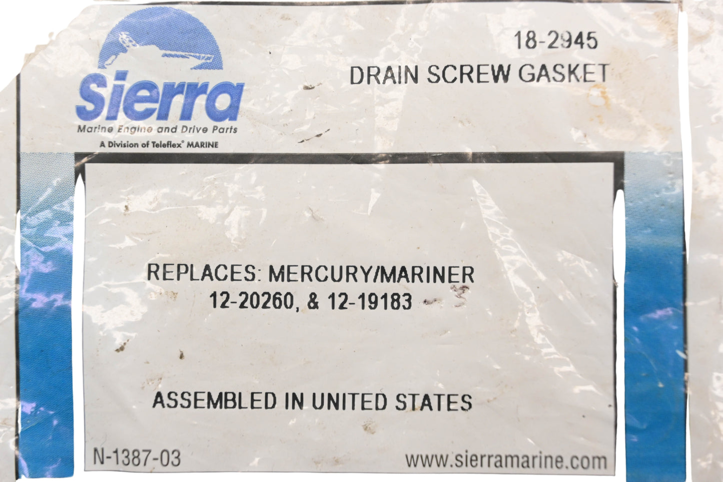 Sierra 18-2945 Drain Screw Gaskets Qty 2 NOS
