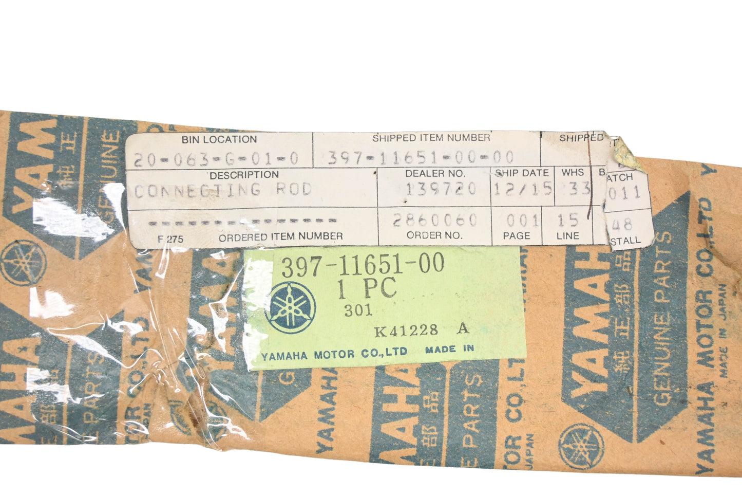 New OEM Yamaha 397-11651-00-00 Connecting Rod NOS