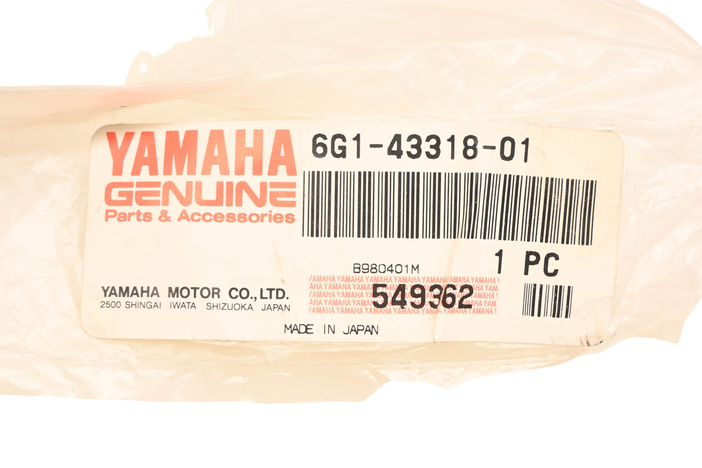 New OEM Yamaha 6G1-43318-01-00 Cover NOS