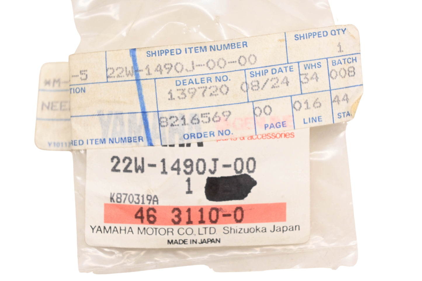 New OEM Yamaha 22W-1490J-00-00 Carburetor Needle NOS