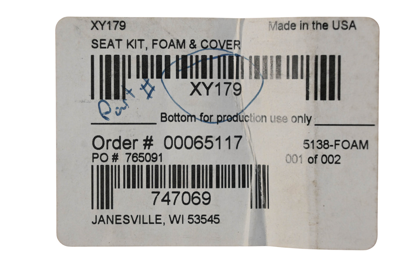 Saddlemen XY179 Replacement Seat Assembly NOS