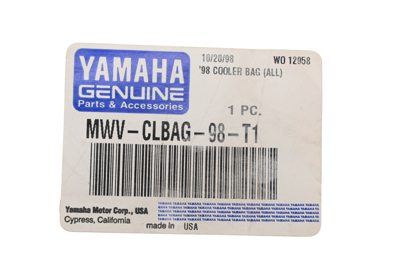 New OEM Yamaha MWV-CLBAG-98-T1 Black Cooler Bag NOS