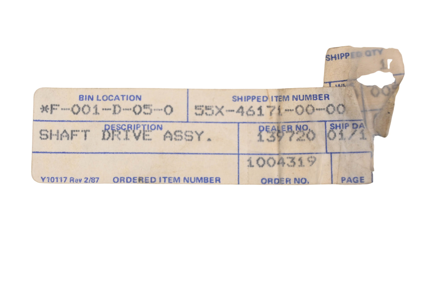 OEM Yamaha 55X-46171-00-00 Drive Shaft Assembly