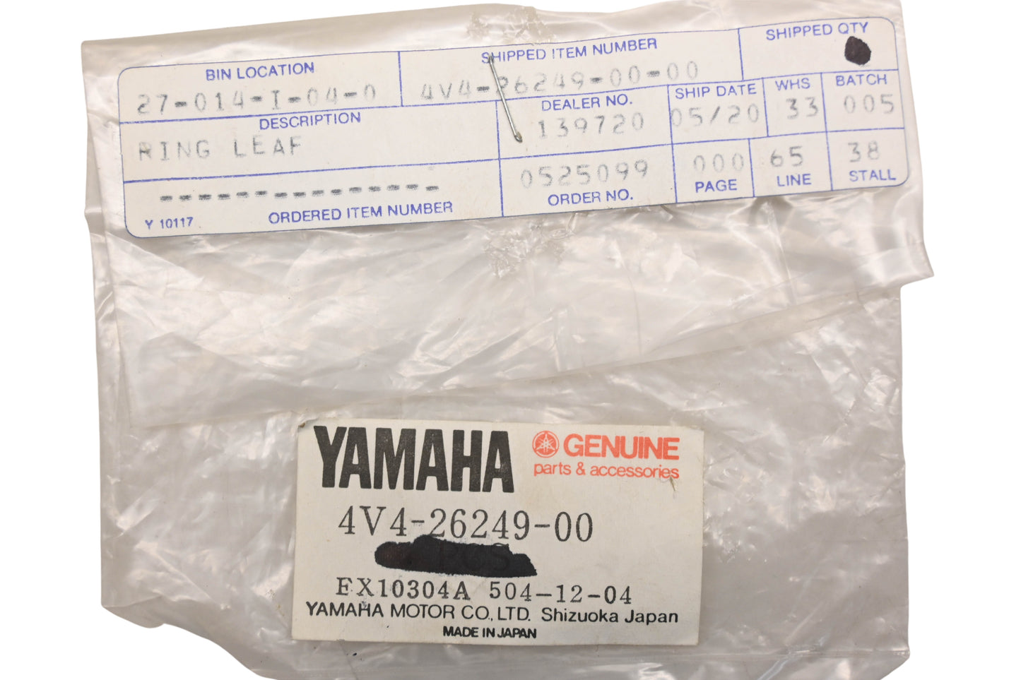 New OEM Yamaha 4V4-26249-00-00 Throttle Leaf Ring NOS