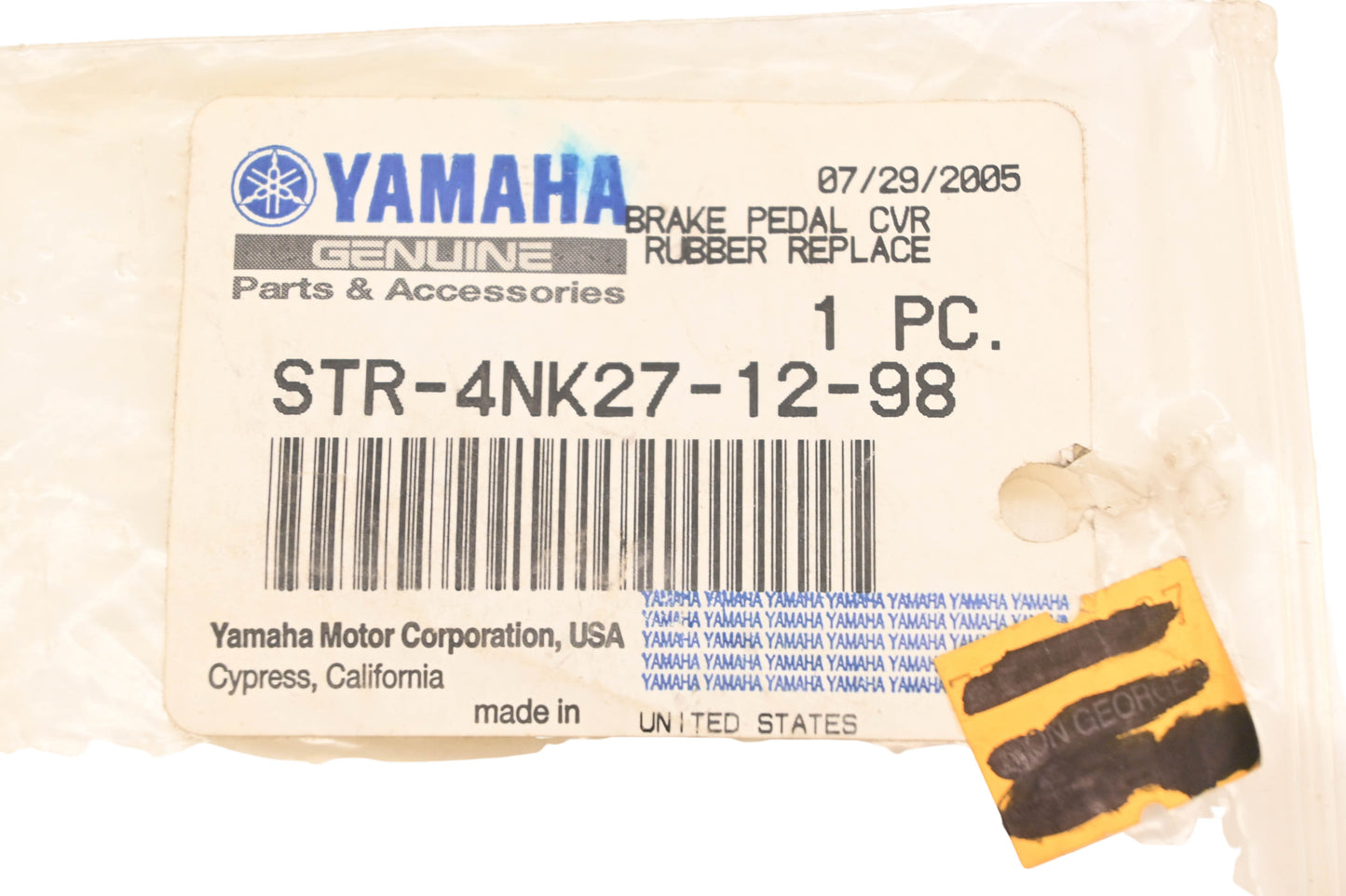 New OEM Yamaha STR-4NK27-12-98 Rubber Brake Pedal Cover Kit NOS