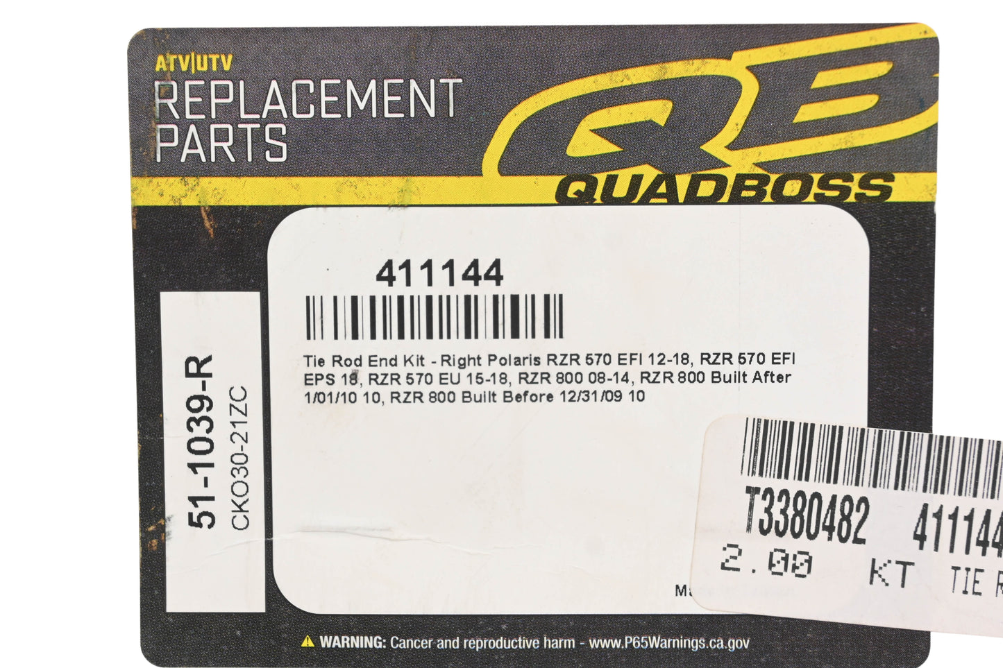 Quadboos 411144, 51-1039-R, CKO30-21ZC Tie Rod End Kit NOS