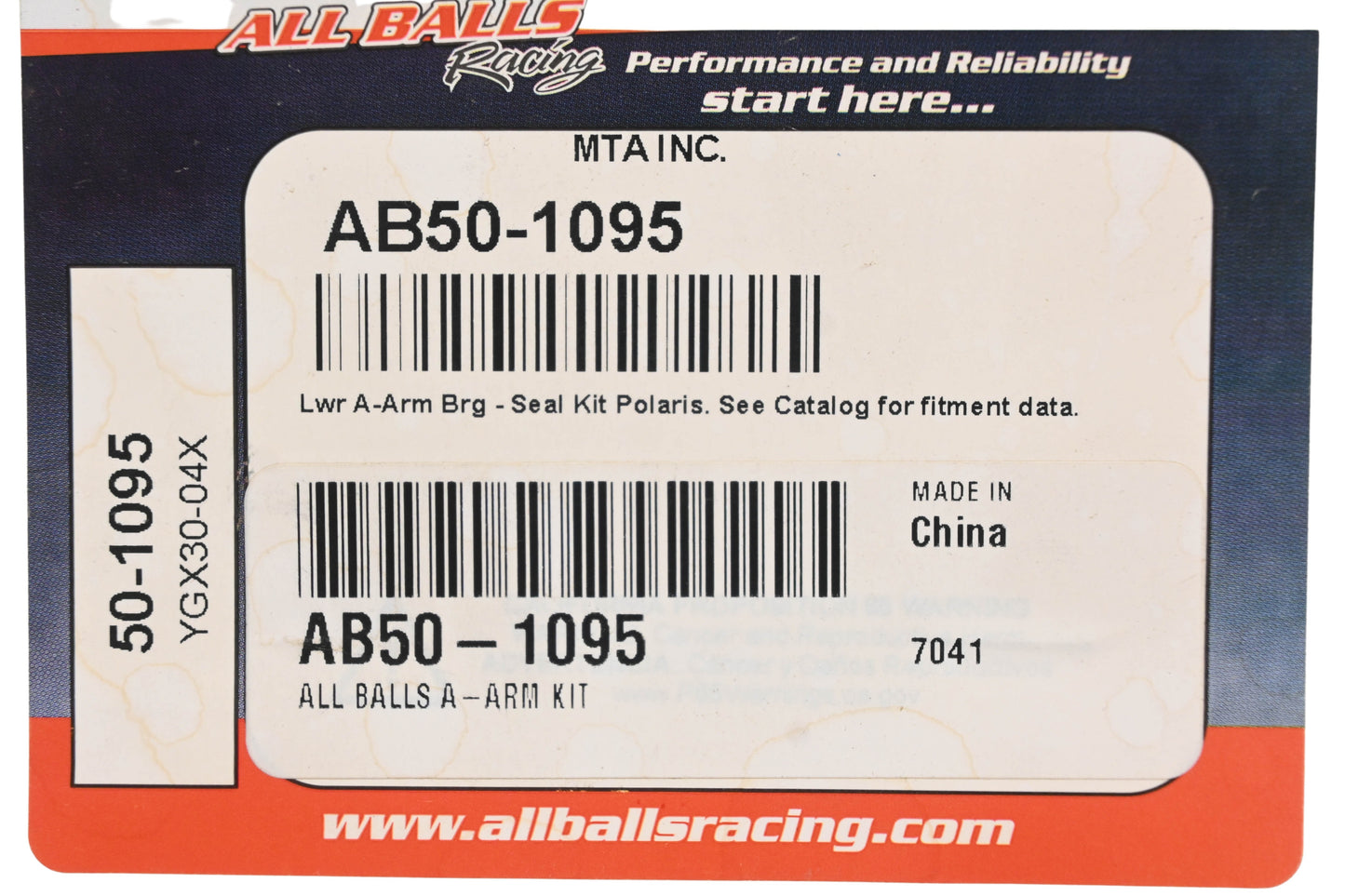 All Balls Racing AB50-1095, 50-1095, YGX30-04X Lower A-Arm Stub Axle Repair Kit NOS