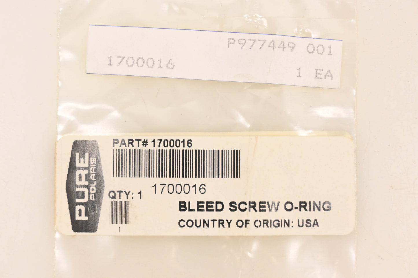 New OEM Polaris 1700016 Bleed Screw O-Ring NOS