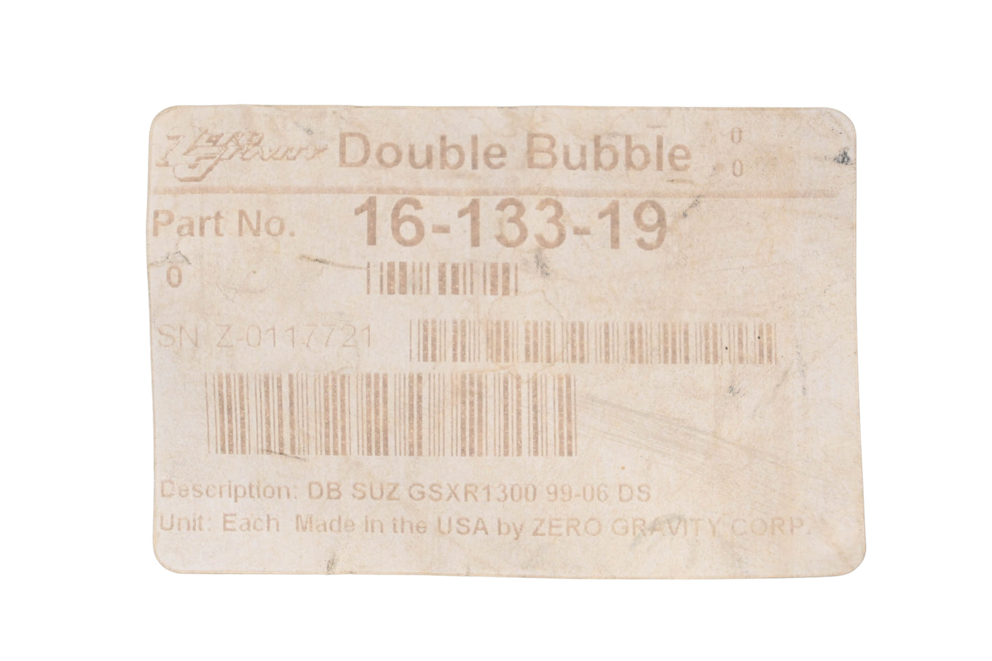 Zero Gravity 16-133-19 Double Bubble Dark Smoke Windscreen NOS