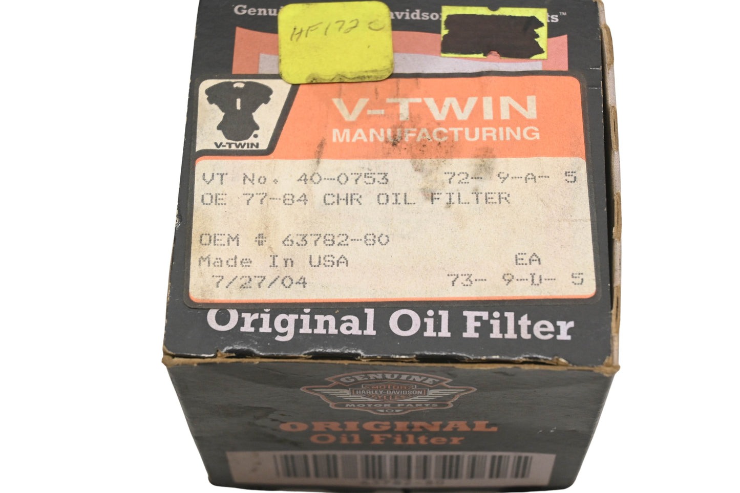 New OEM Harley-Davidson 40-0753, 63782-80 Oil Filter NOS