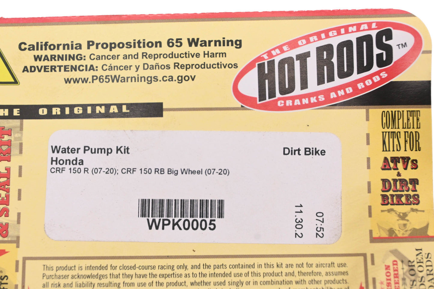 Hot Rods WPK0005 Water Pump Kit NOS