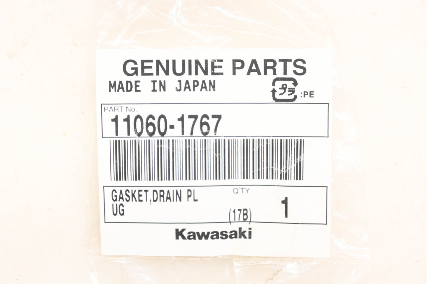 New OEM Kawasaki 11060-1767 Drain Plug Gasket NOS