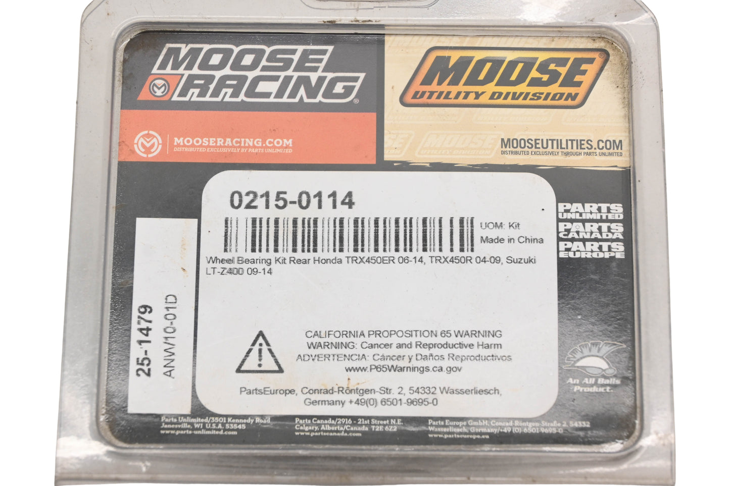 Moose Racing 25-1479, ANW10-01D Rear Wheel Bearing Kit NOS