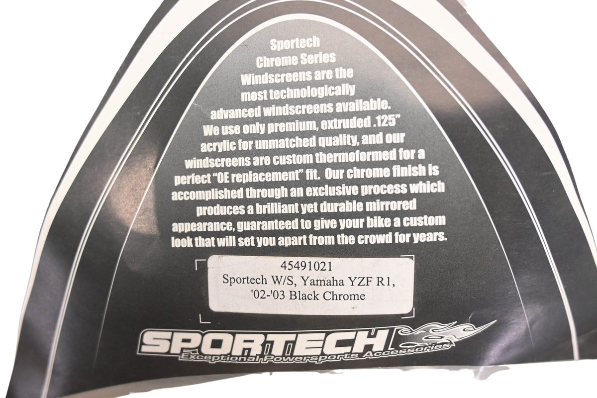 Sportech 45491021 Yamaha YZFR1 2002-03 Clear/Black Chrome Windscreen NOS