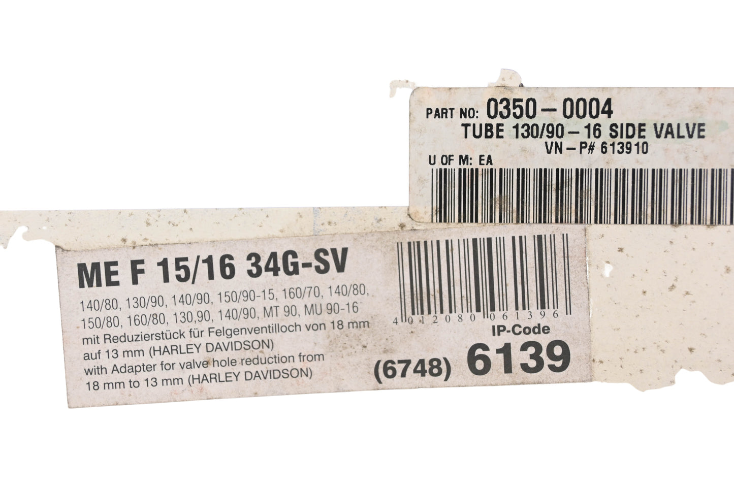 Metzeler 613910, 0350-0004 ME F15/16 34G-Dv Tire Tube NOS