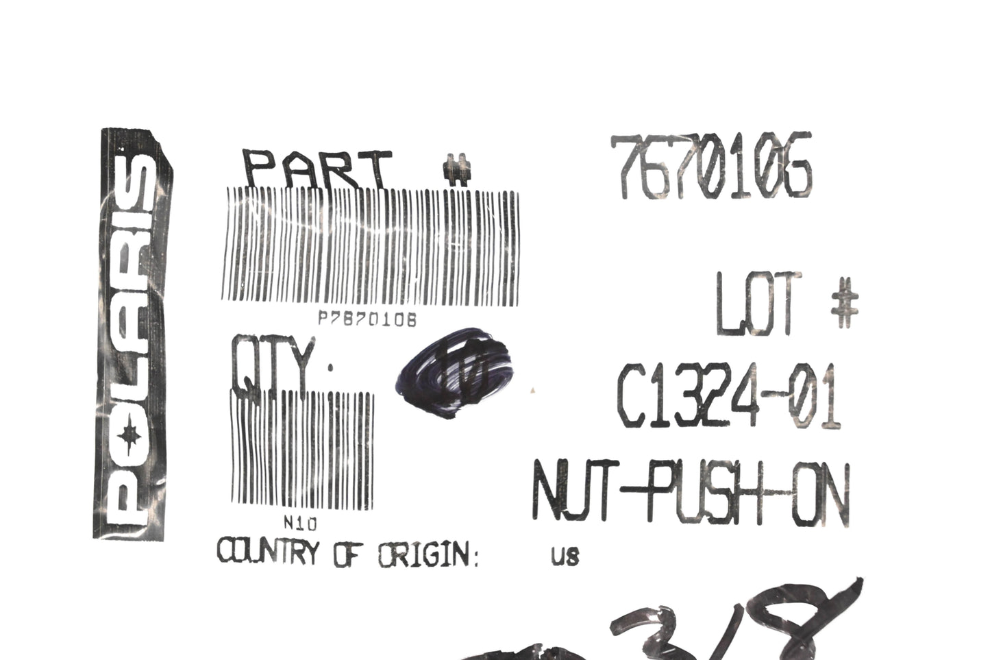 New OEM Polaris 7670106 Push On Nuts Qty 7 NOS