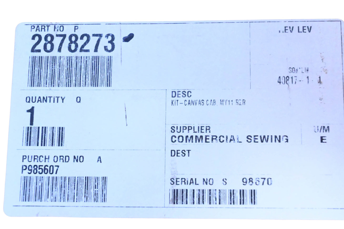 New OEM Polaris 2878273 Canvas Cab Kit NOS