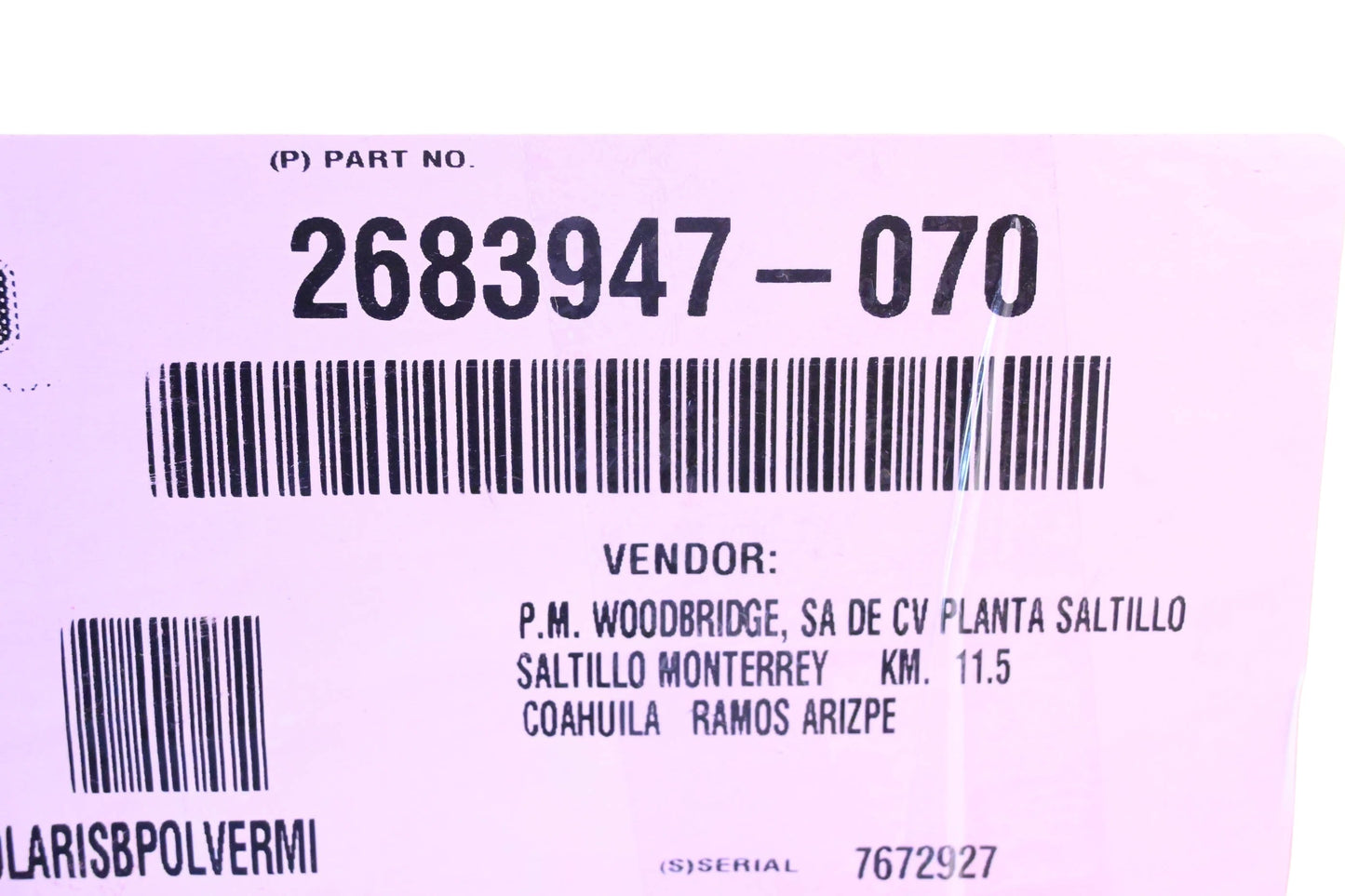 New OEM Polaris 265944-070 Seat Back NOS