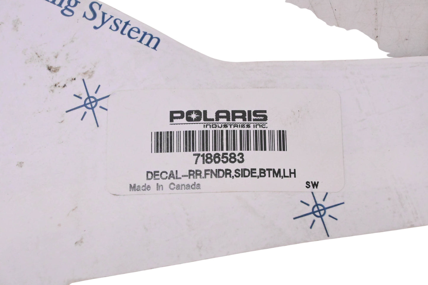 New OEM Polaris 7186583 Rear Left Fender Decal NOS