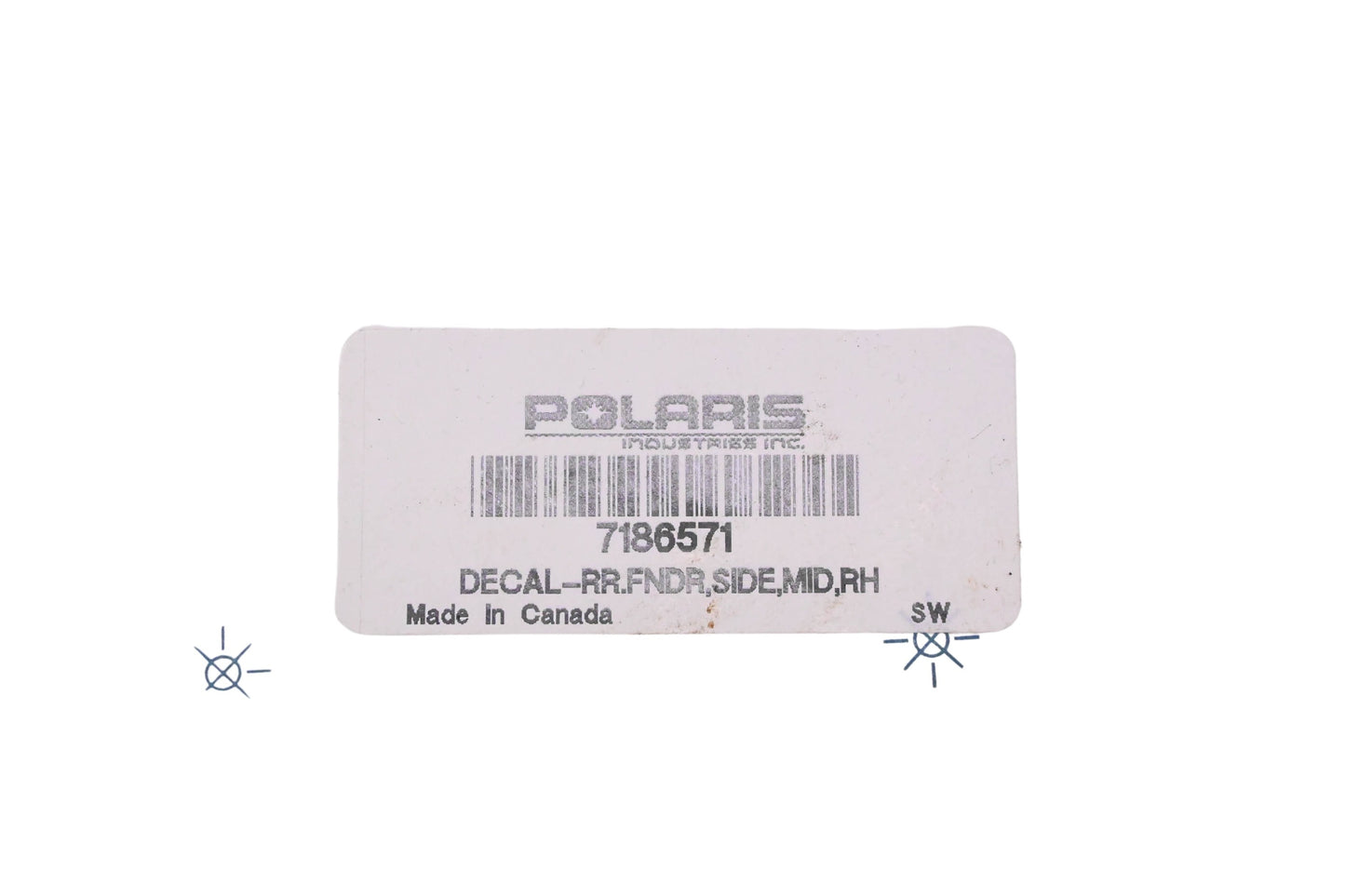 New OEM Polaris 7186571 Right Fender Decal NOS