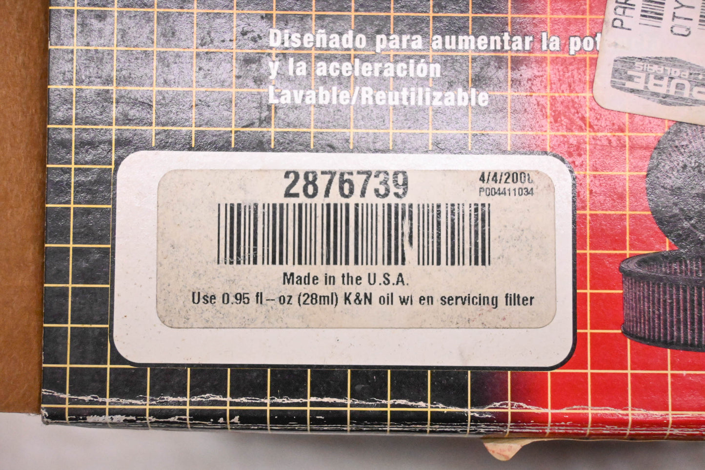 K&N 2876739 Air Filter Assembly NOS