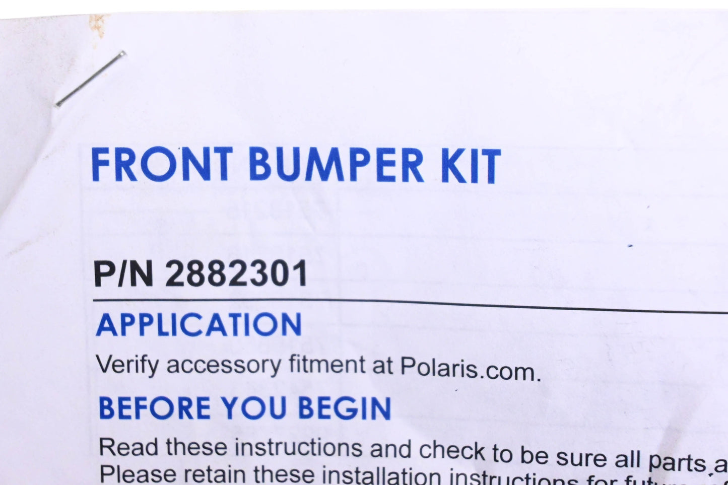 New OEM Polaris 2882301 Farm & Ranch Front Bumper Kit NOS