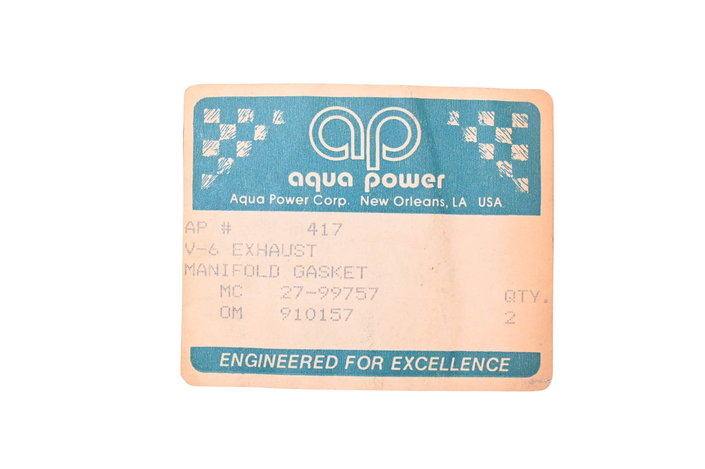 Aqua Power AP 417, 910157 Exhaust Manifold Gasket NOS