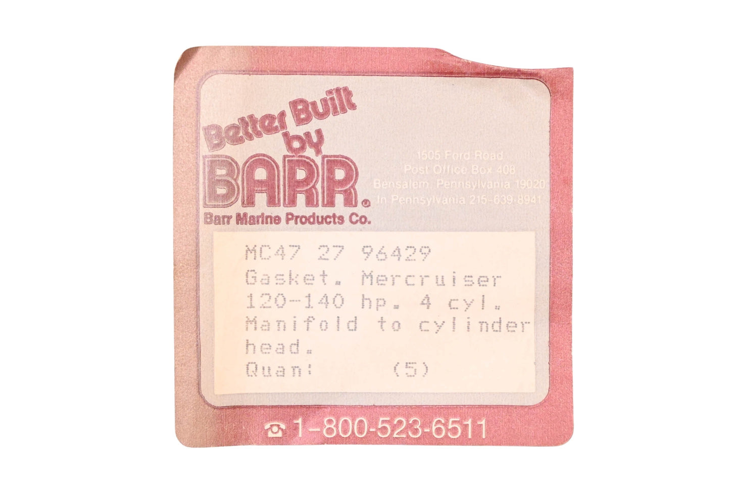Barr 27-96429 Exhaust Manifold Gasket NOS