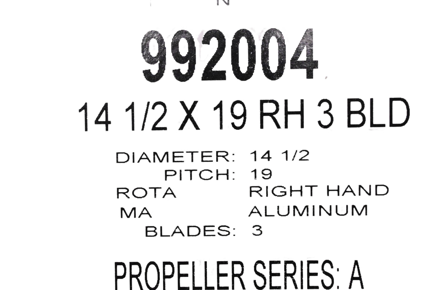 Michigan Propellers 992004 3 Blade Aluminum Propeller 14 1/2x19 NOS