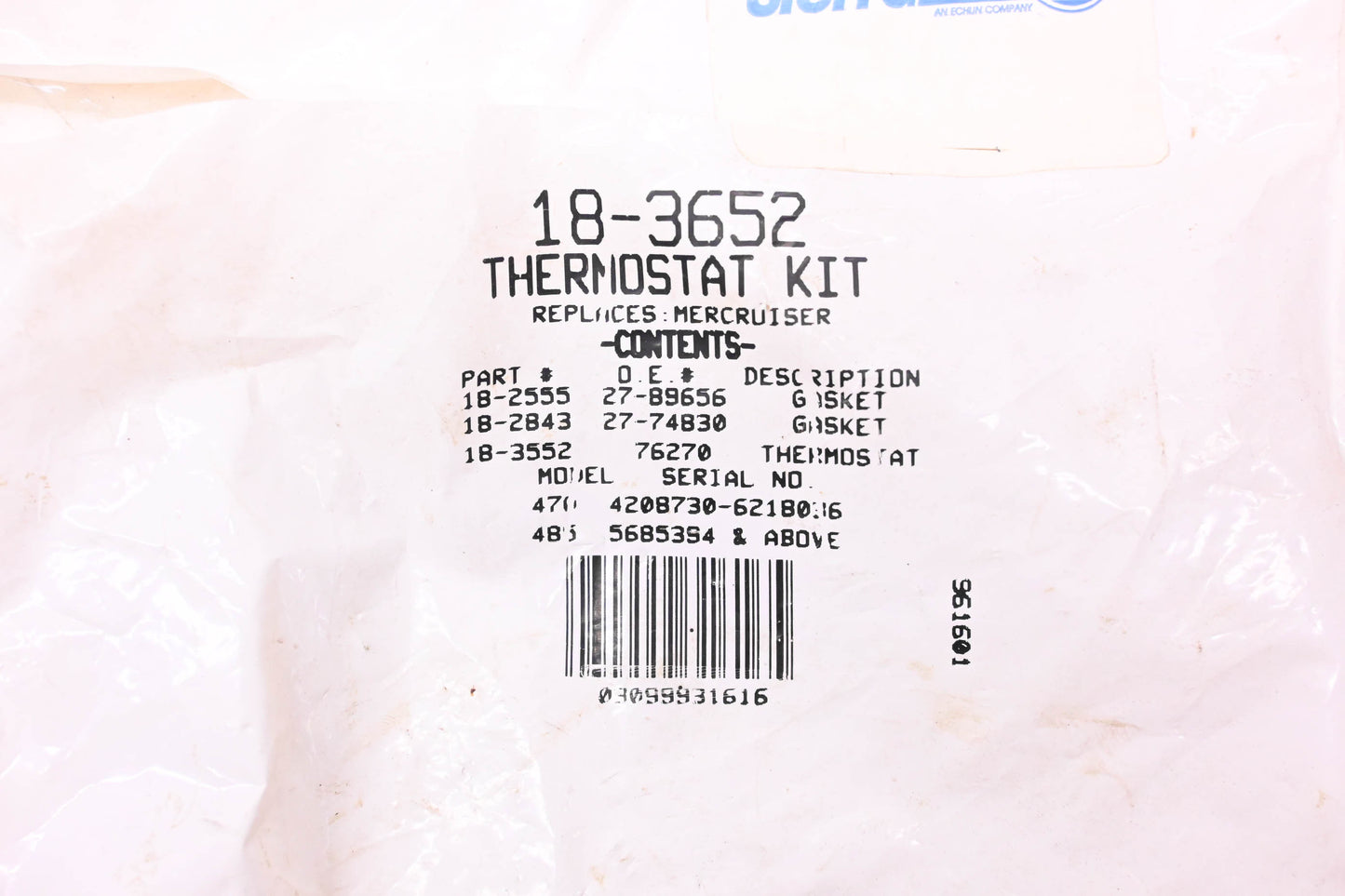 Sierra 18-3652 Thermostat Kit NOS