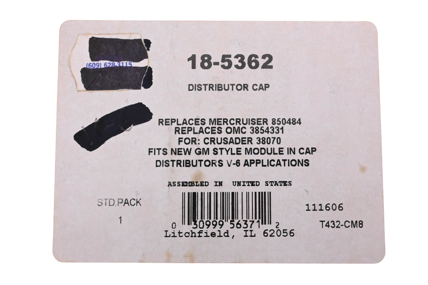 Sierra 18-5362 Distributor Cap Assembly NOS